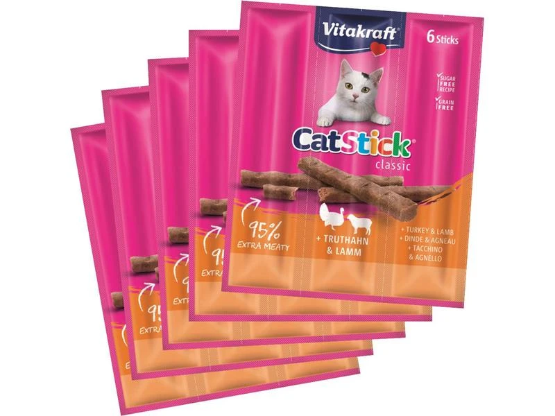 Vitakraft Katzen-Snack Cat-Stick mini Truthahn & Lamm, 5 x 6 Stk. 3 Vitakraft Katzen-Snack Cat-Stick mini Truthahn & Lamm, 5 x 6 Stk.