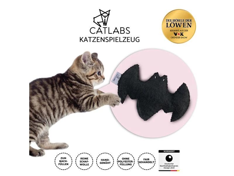 Catlabs Katzen-Spielzeug Flauschige Fledermaus mit Baldrianwurzel 5 Catlabs Katzen-Spielzeug Flauschige Fledermaus mit Baldrianwurzel – Bild 3