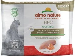 Almo Nature Nassfutter HFC Natural Huhn und Garnelen, 6 x 55 g