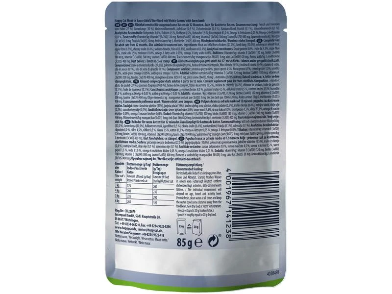 Happy Cat Nassfutter Meat in Sauce Culinary Weide-Lamm, 24 x 85 g 5 Happy Cat Nassfutter Meat in Sauce Culinary Weide-Lamm, 24 x 85 g – Bild 3