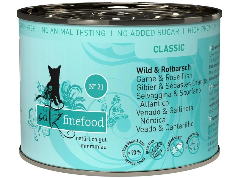 Catz finefood Nassfutter No.21 Wild & Rotbarsch, 6 x 200 g 4 Catz finefood Nassfutter No.21 Wild & Rotbarsch, 6 x 200 g – Bild 2