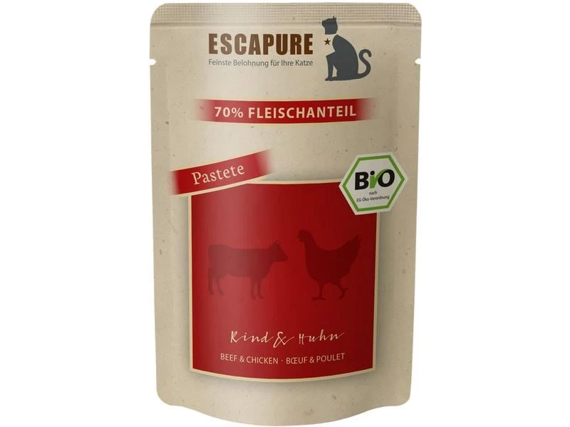 Escapure Bio-Nassfutter Pouch BIO Rind & Huhn, 12 x 100 g 4 Escapure Bio-Nassfutter Pouch BIO Rind & Huhn, 12 x 100 g – Bild 2
