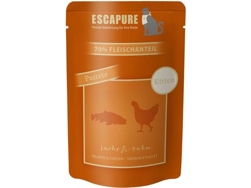 Escapure Nassfutter Pouch Kitten Lachs & Huhn, 12 x 100 g 4 Escapure Nassfutter Pouch Kitten Lachs & Huhn, 12 x 100 g – Bild 2