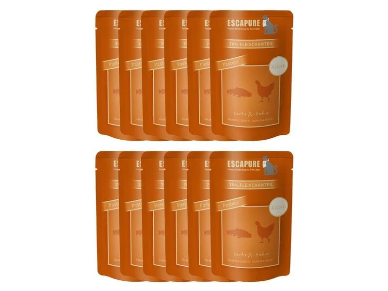 Escapure Nassfutter Pouch Kitten Lachs & Huhn, 12 x 100 g 3 Escapure Nassfutter Pouch Kitten Lachs & Huhn, 12 x 100 g