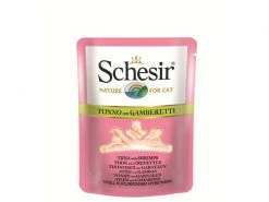 Schesir Nassfutter Thunfisch & Garnelen in Brühe, 70 g