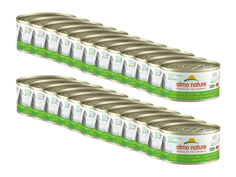 Almo Nature Nassfutter HFC Complete Lachs & Thon mit Zucchini 24x70g 3 Almo Nature Nassfutter HFC Complete Lachs & Thon mit Zucchini 24x70g