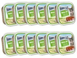 Happy Cat Nassfutter Minkas Duo Häppchen Geflügel & Lamm, 12 x 100 g