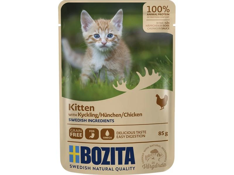 Bozita Nassfutter Pouch Häppchen in Sauce Kitten Hühnchen, 85g 3 Bozita Nassfutter Pouch Häppchen in Sauce Kitten Hühnchen, 85g