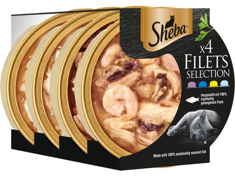 Sheba Katzen-Snack Filets Selection, 4 x 60 g 3 Sheba Katzen-Snack Filets Selection, 4 x 60 g