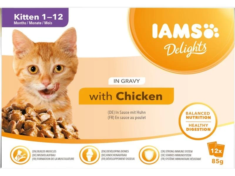 Iams Nassfutter Delights Kitten Huhn 12 x 85g in Sauce 3 Iams Nassfutter Delights Kitten Huhn 12 x 85g in Sauce