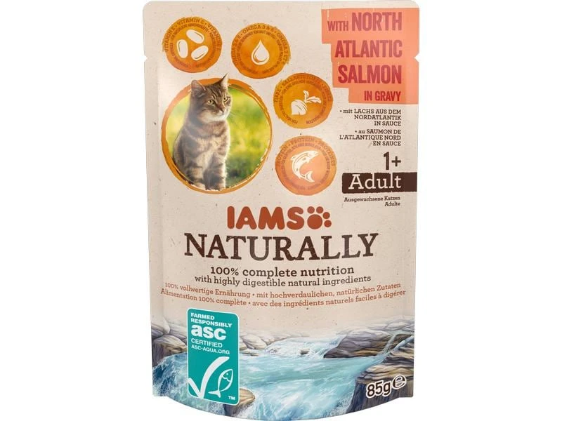 Iams Nassfutter Naturally Adult Lachs 85g in Sauce 3 Iams Nassfutter Naturally Adult Lachs 85g in Sauce
