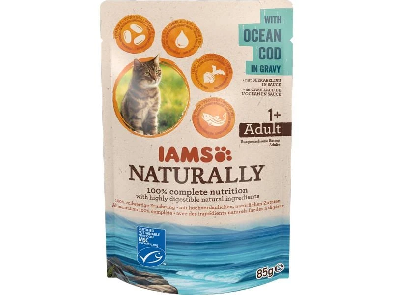 Iams Nassfutter Naturally Adult Seekabeljau 85g in Sauce 3 Iams Nassfutter Naturally Adult Seekabeljau 85g in Sauce