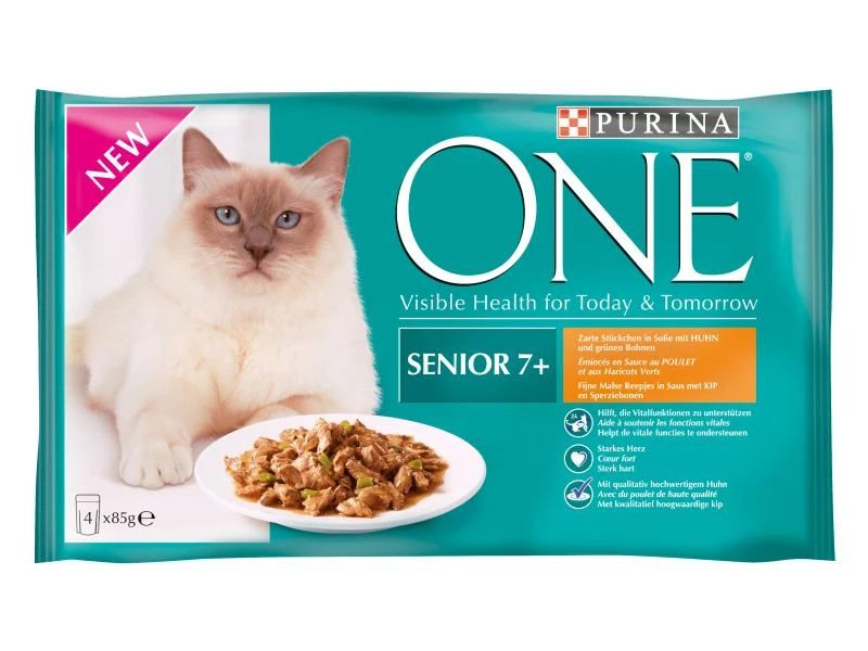 Purina ONE Nassfutter Senior 7+ Huhn, 4 x 85 g 4 Purina ONE Nassfutter Senior 7+ Huhn, 4 x 85 g – Bild 2