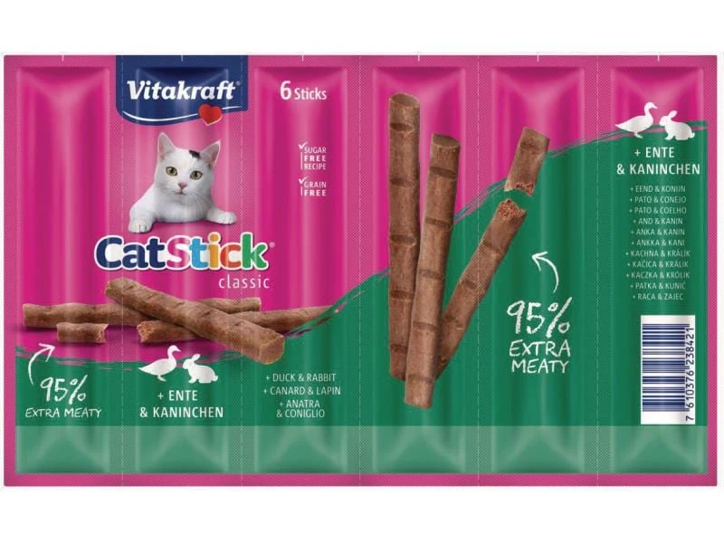 Vitakraft Katzen-Snack Cat-Stick mini Ente & Kaninchen 3 Vitakraft Katzen-Snack Cat-Stick mini Ente & Kaninchen