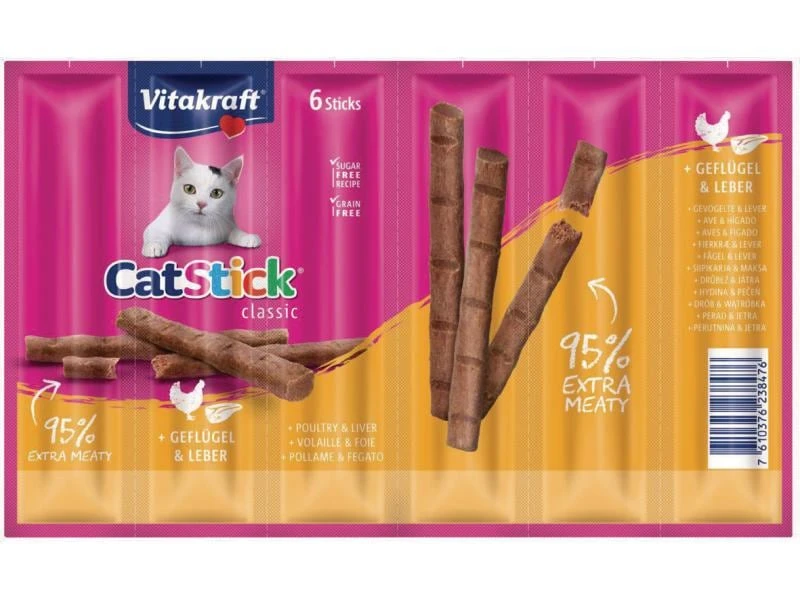 Vitakraft Katzen-Snack Cat-Stick mini Geflügel & Leber 3 Vitakraft Katzen-Snack Cat-Stick mini Geflügel & Leber