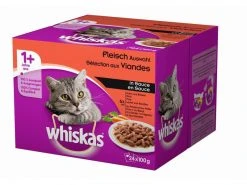 Whiskas Nassfutter 1+ Fleisch Auswahl in Sauce, 24 x 100g